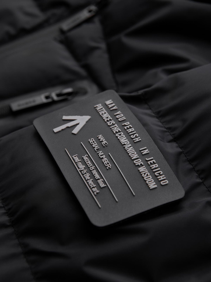 Men's quilted insulated jacket with raglan sleeves - black V4 OM-JAHP-0302