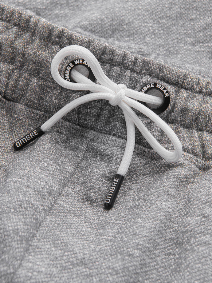 Spodenki męskie z tkaniny melanżowej LOOSE FIT - szare V6 OM-SRSK-0116