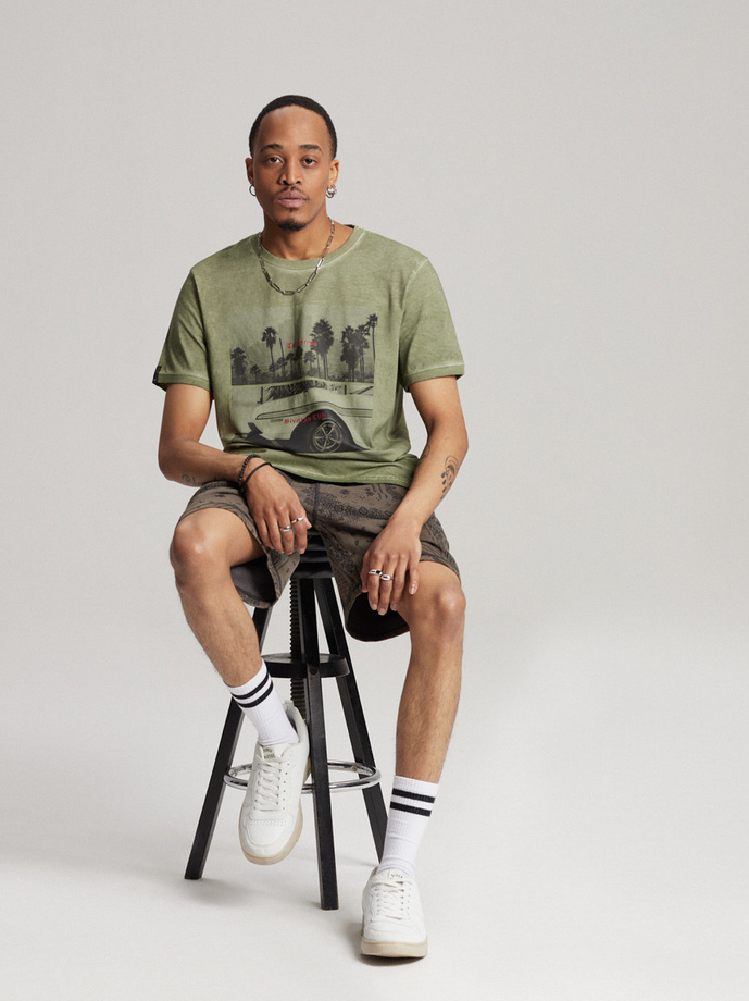 Men's printed T-shirt JACKALSS E S1818 - khaki