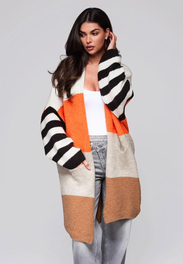 Kardigan damski LW-SWCD-0106 - orange/brown