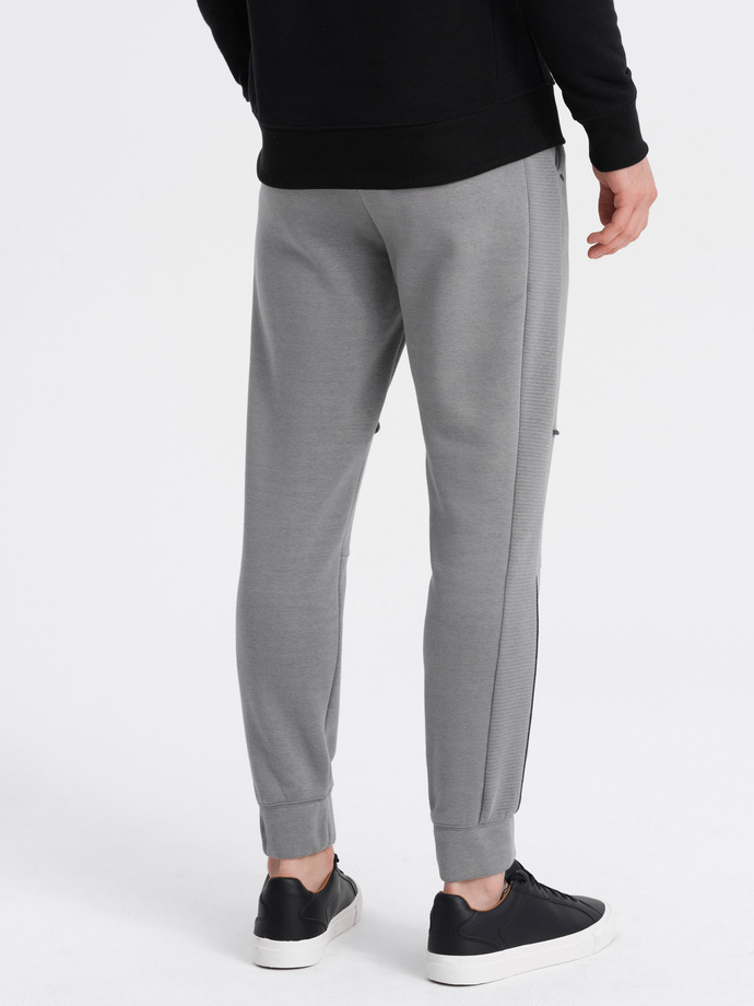 Men's sweatpants with contrast stitching - gray V2 OM-PASK-0145