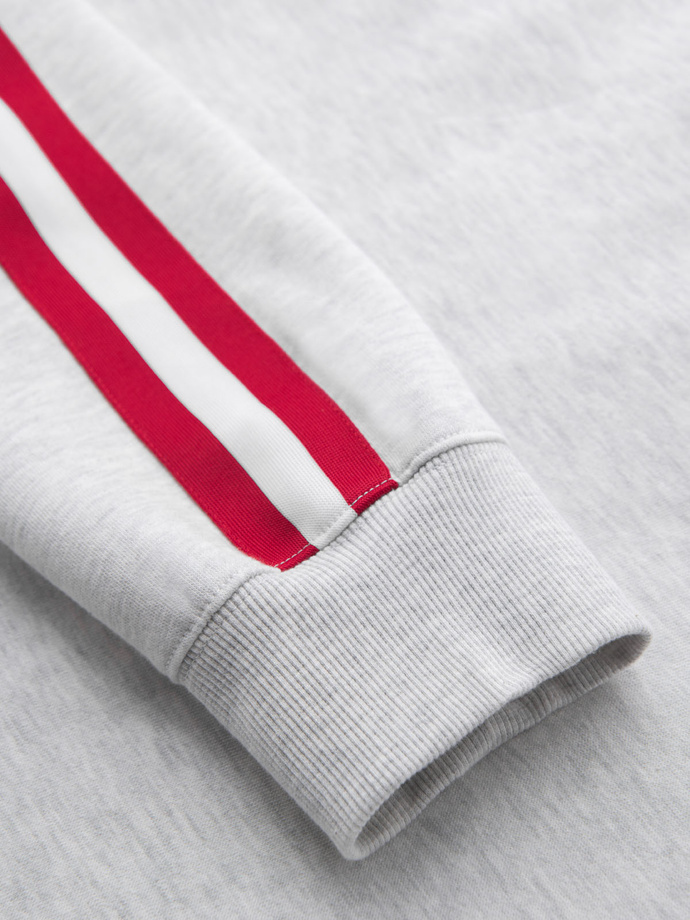 Men's sweatshirt with high collar and stripes - grey melange V1 OM-SSZP-0219