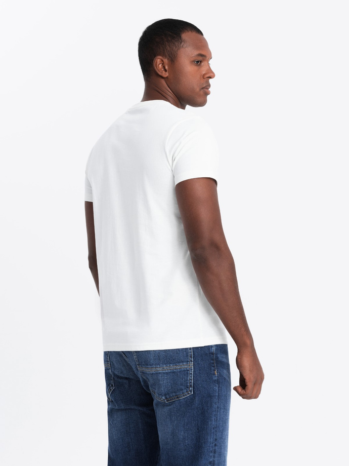 Men's cotton t-shirt with double logo - white V1 OM-TSPT-0210