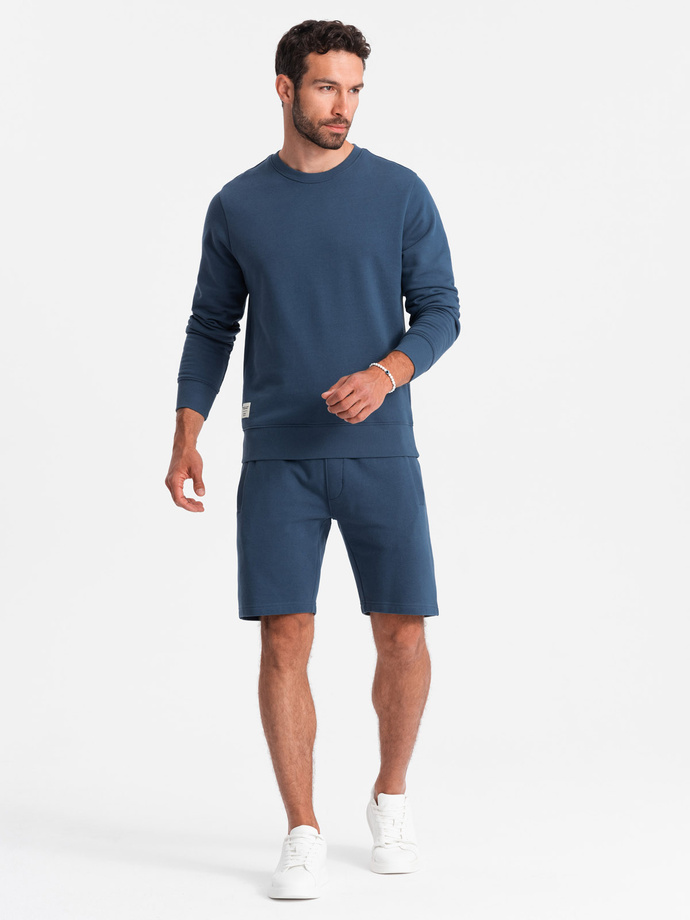 Men's sweatshirt set sweatshirt + shorts - dark blue V4 Z77