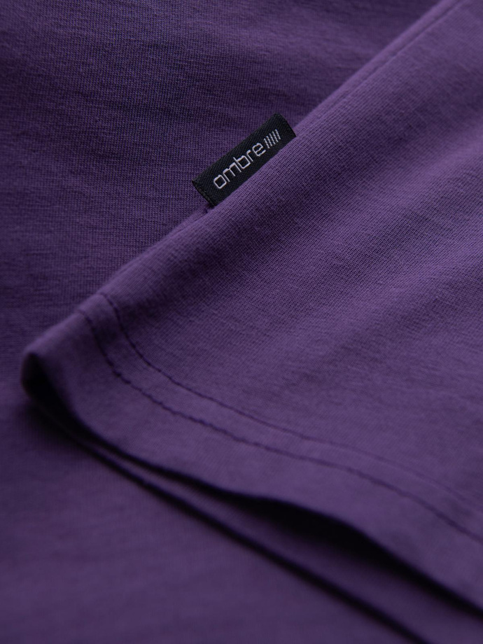 Men's classic cotton BASIC T-shirt - purple V13 OM-TSBS-0146