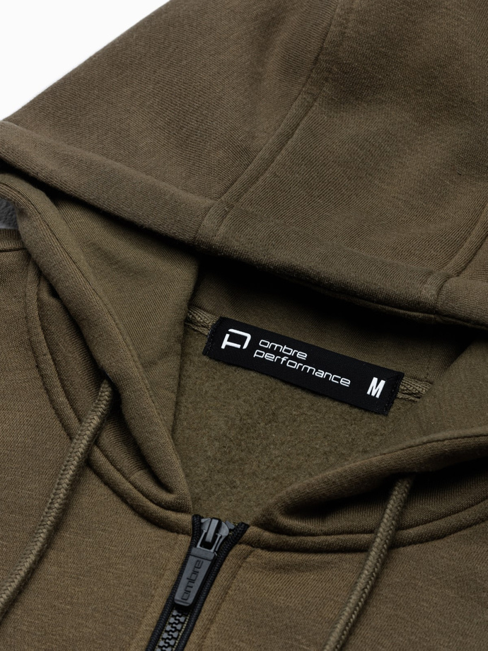 Bluza męska rozpinana z kapturem - ciemnooliwkowa V4 B1421