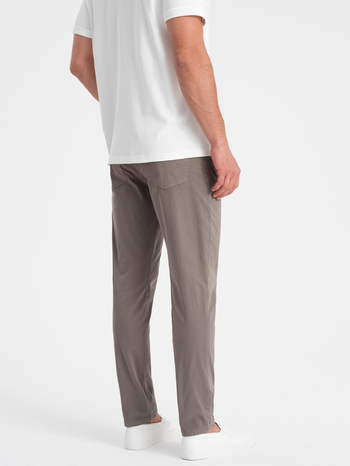 Men's tailored chino pants - dark beige V5 OM-PACP-0151