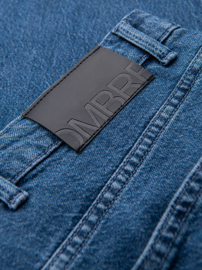 Marmurkowe spodnie męskie jeansowe CARROT FIT – ciemnoniebieskie V2 OM-PADP-0225