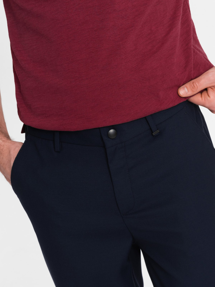 Men's chino pants with elastic waistband SLIM FIT - navy blue V3 OM-PACP-0157