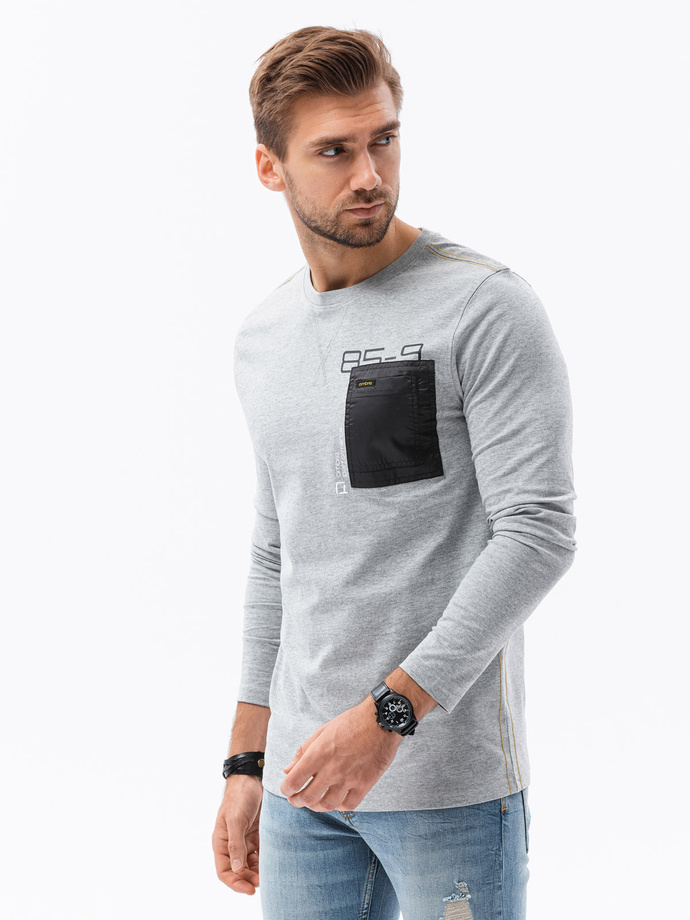 Men's printed longsleeve - grey melange L130