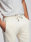 Men's sweatpants with unlined leg - cream V11 OM-PABS-0206