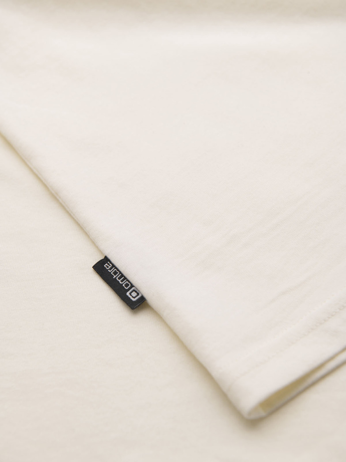 Men's casual t-shirt with pocket patch - cream V8 OM-TSCT-0109