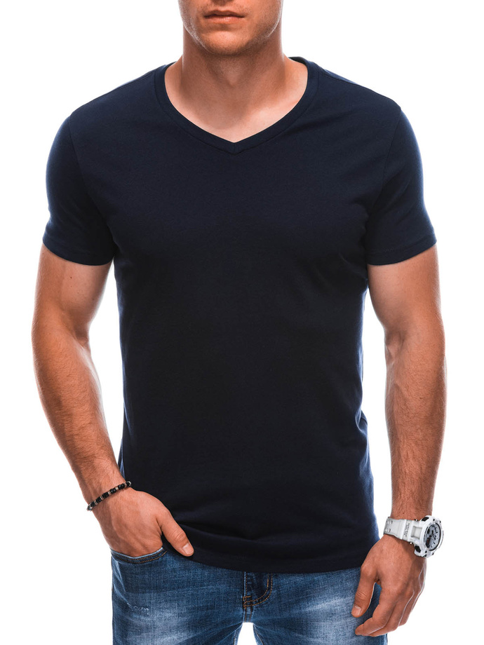 T-shirt męski basic V-neck EM-TSBS-0101 - granatowy V3