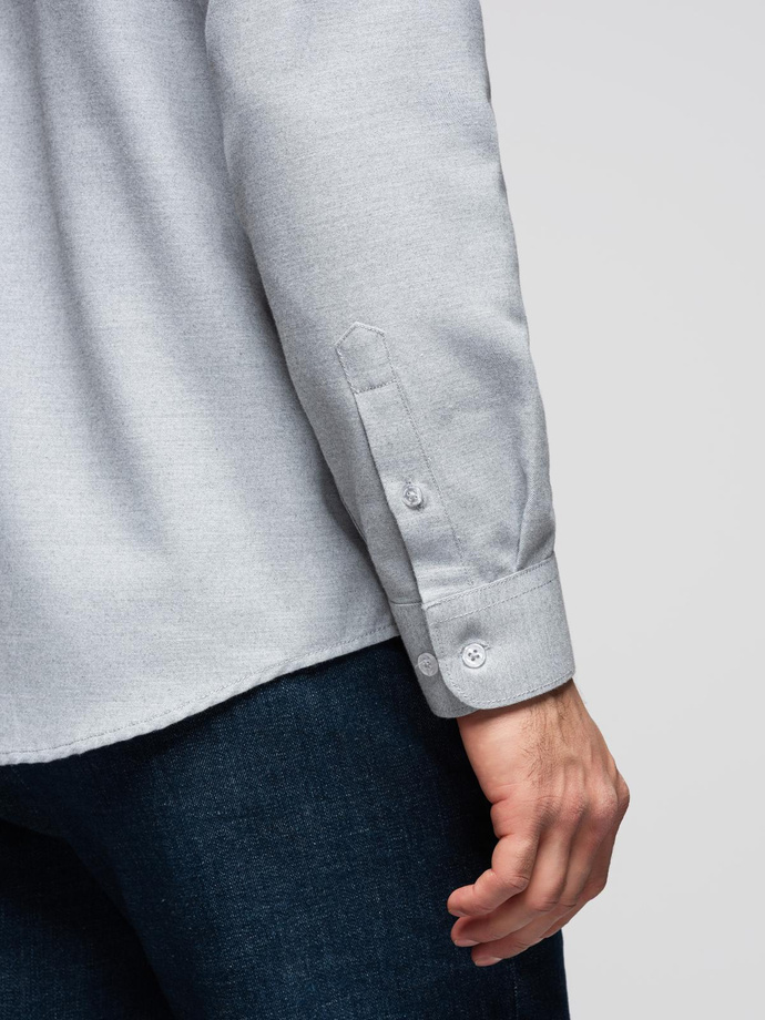 Men's classic regular fit shirt - grey melange V2 K694