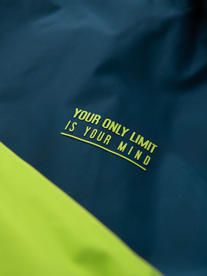 Sportowa kurtka męska ombre z odblaskami i polarową podszewką – turkusowo-limonkowa V1 OM-JANP-0105