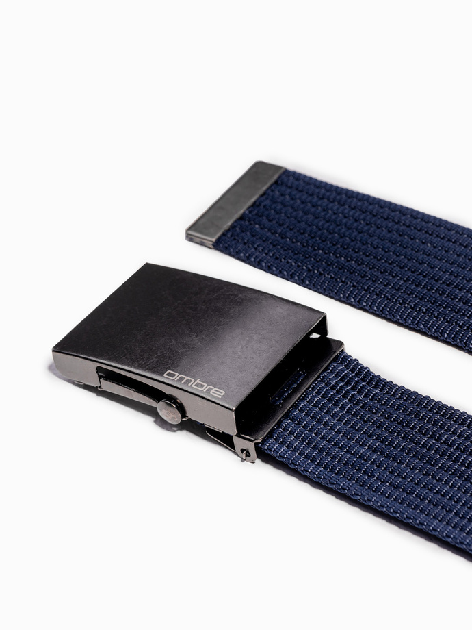 Men's belt with metal buckle - navy blue A376
