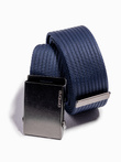 Men's belt with metal buckle - navy blue A376 