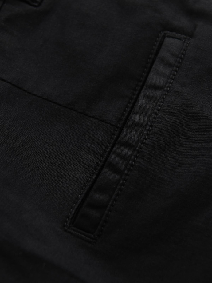 Klasyczne męskie szorty chino z podwiniętą nogawką - czarne V9 OM-SRCS-0197