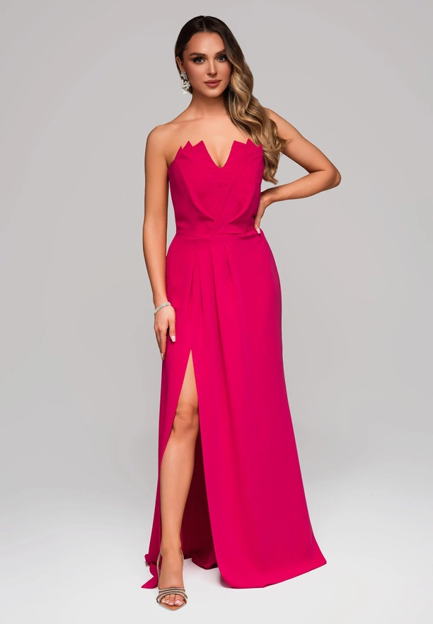 LA-OM-DLR083 Regular Fit raspberry evening dress