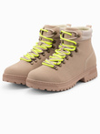 Men's winter trekking boots with contrasting laces - sand V1 OM-FOBO-0132