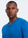 Elegant men's sweater with a v-neck - blue V19 OM-SWBS-0107