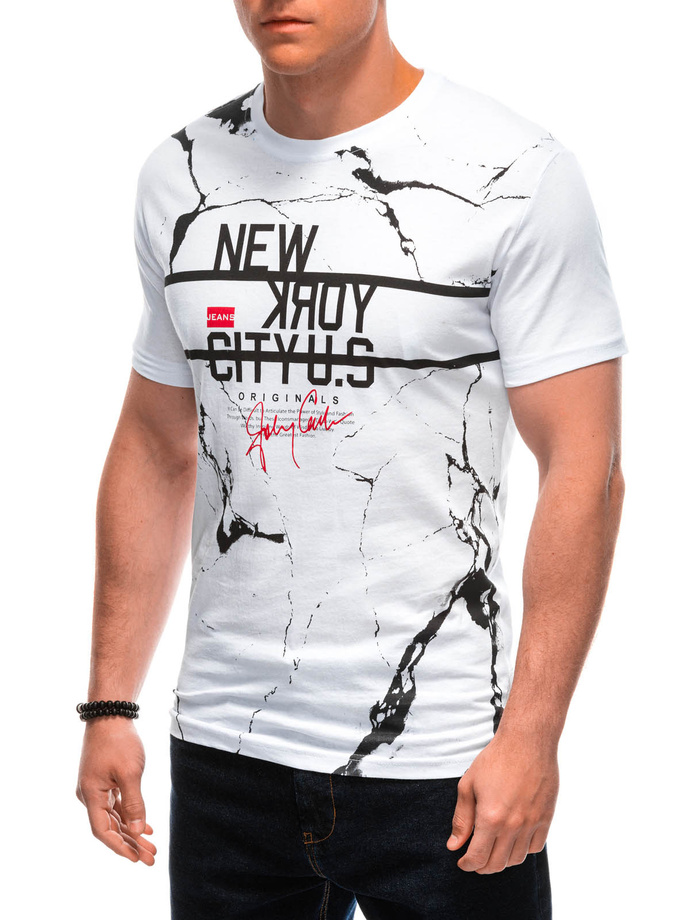 T-shirt męski z nadrukiem S1957 - biały