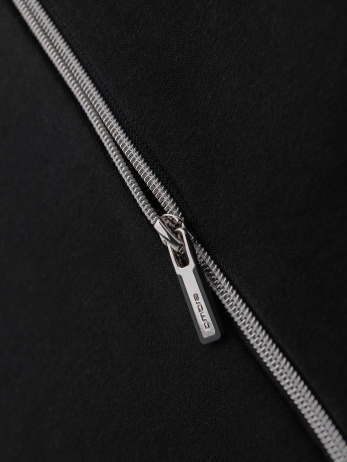 Męska bluza z ozdobnymi zamkami z przodu – czarna V1 OM-SSNZ-0187