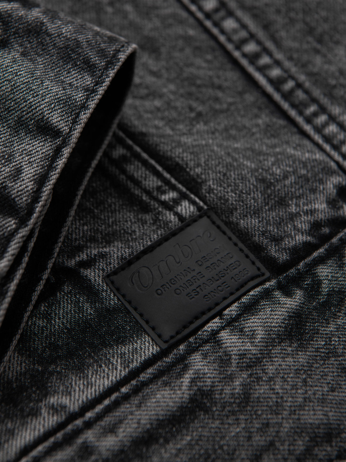 Jeansowa męska kurtka katana z washem – grafitowa V5 OM-JADJ-0219