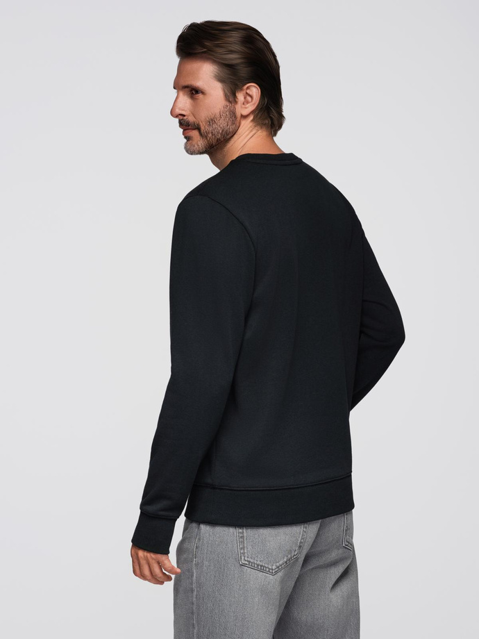 BASIC men's non-stretch cotton sweatshirt - black V9 OM-SSBN-0159