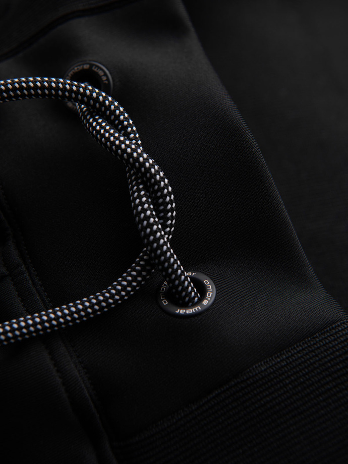 Men's sweatpants joggers with contrasting stripes - black V1 OM-PASK-0229