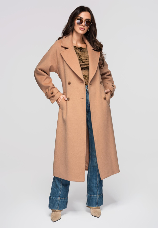 Women's long wool coat LARICA OW-COLC-0100 v3 - maroon