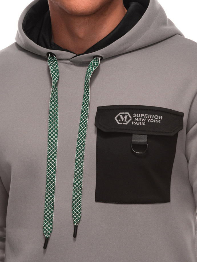 Bluza męska z kapturem B1700 - szara
