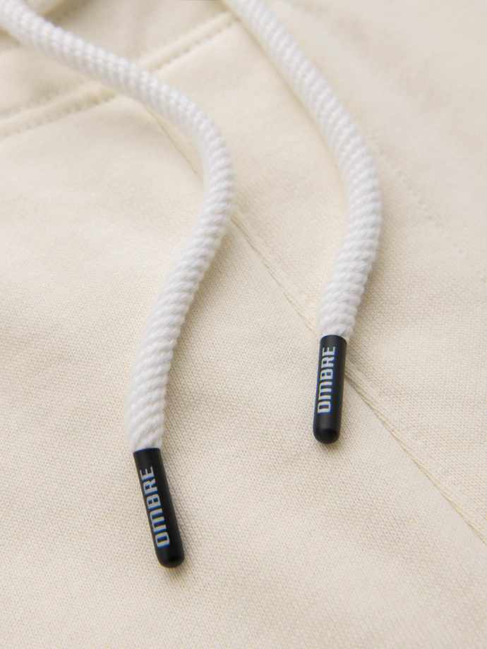 Męskie spodnie dresowe z nogawką bez ściągacza - kremowe V11 OM-PABS-0206