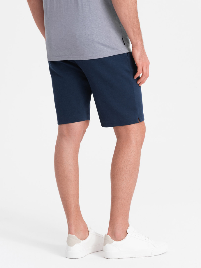 Men's SLIM FIT shorts in structured knit fabric - navy blue melange V1 OM-SRCS-0126