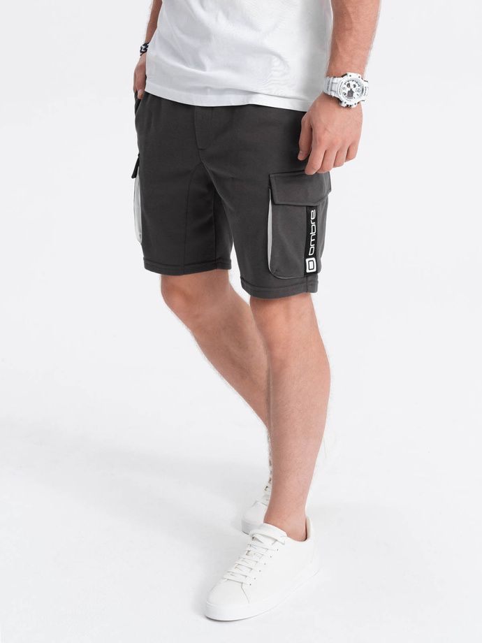 Men's shorts with cargo pockets - dark grey V2 OM-SRSK-0106