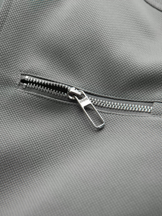 Men's biker jacket with pockets and collar - grey V3 OM-JALP-0157