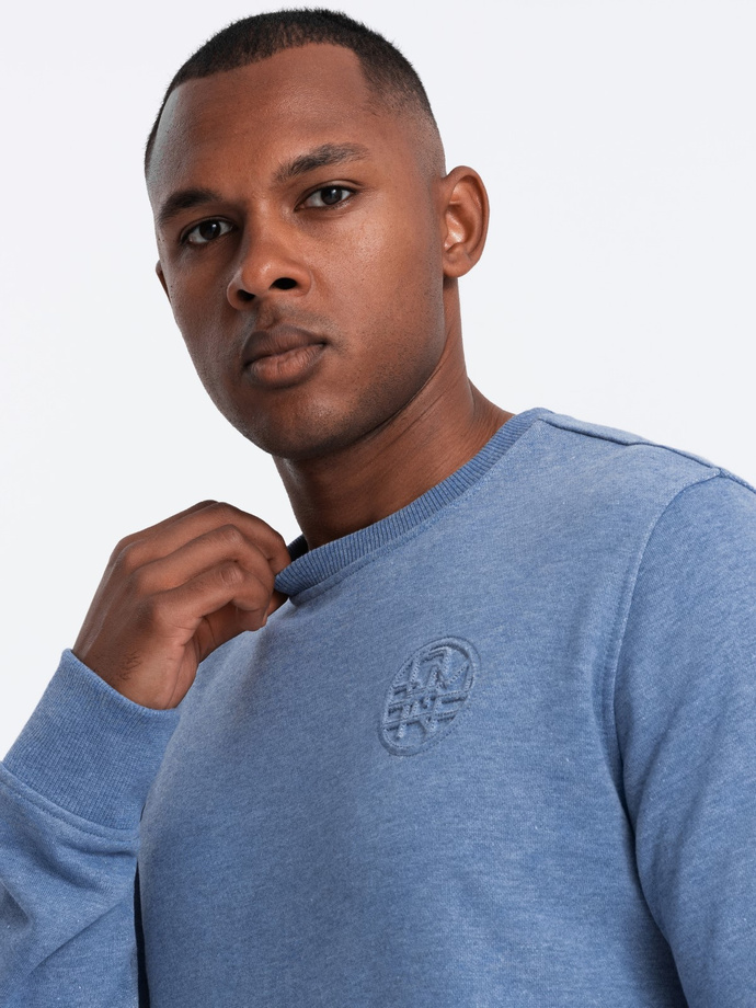 Men's mélange sweatshirt with embroidered logo - indigo V4 OM-SSNZ-0163