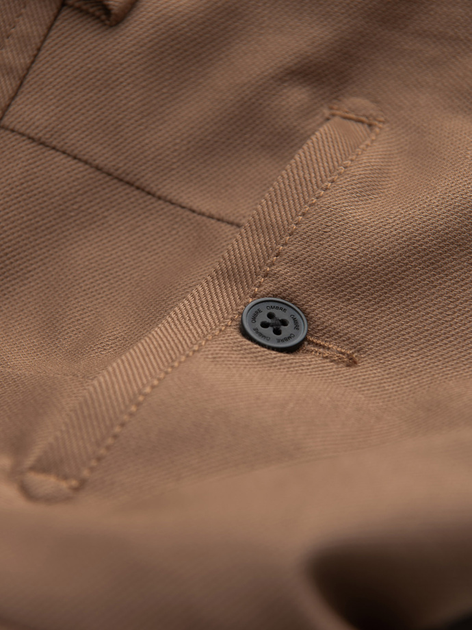 Men's SLIM FIT chino pants with fine texture - brown V2 OM-PACP-0190