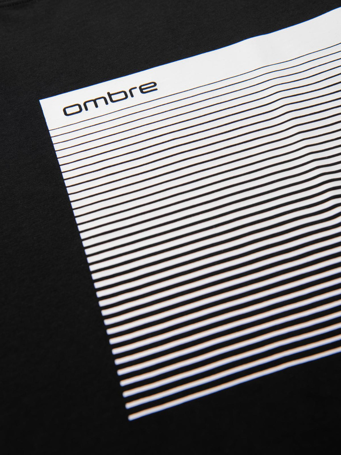 Men's cotton t-shirt with graphic print - black V2 OM-TSPT-0246