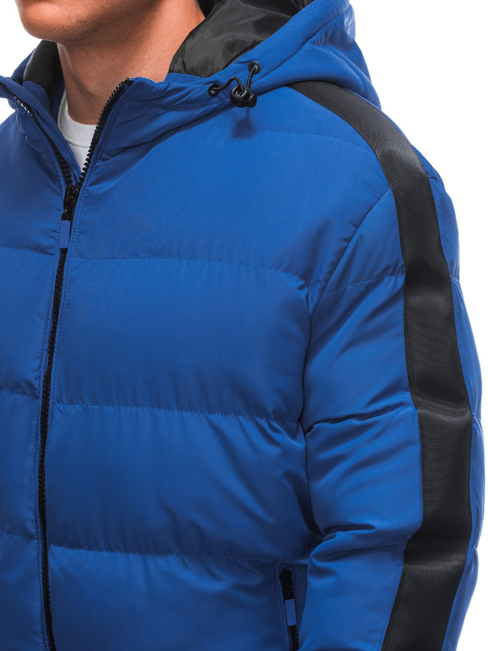 Men's quilted winter jacket - blue V3 EM-JAHP-0101