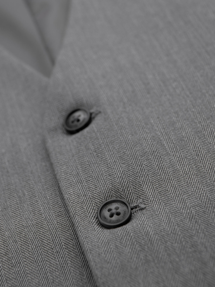 Elegancka męska kamizelka w jodełkę SLIM FIT  - szara V1 OM-BLZV-0143