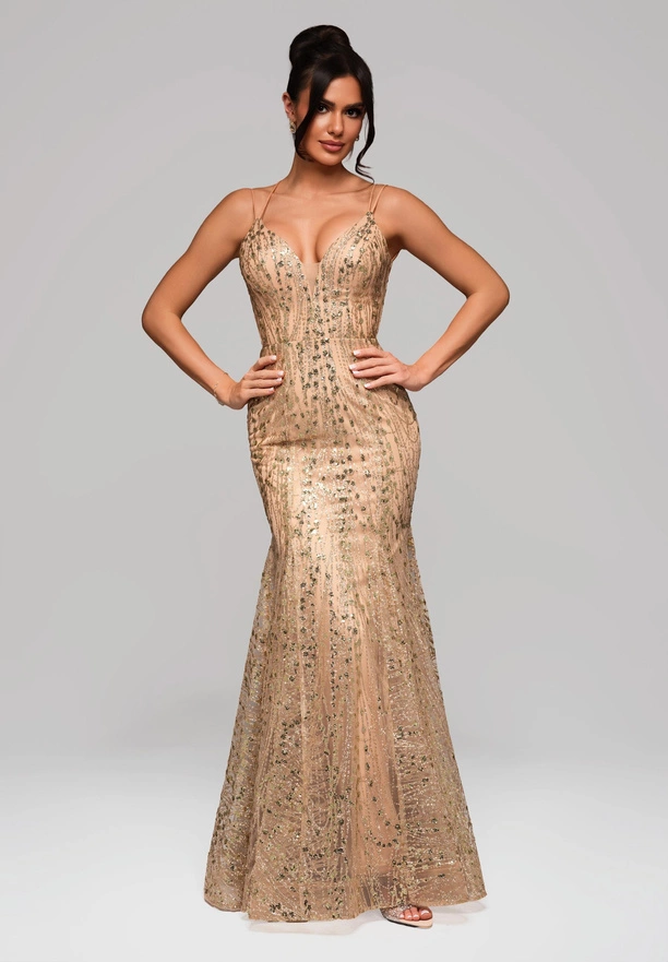 Evening dress LA-OM-DLR165 - gold