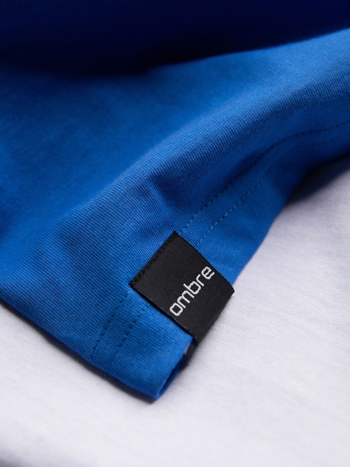 Men's tricolor cotton t-shirt - white and blue V4 OM-TSCT-0174