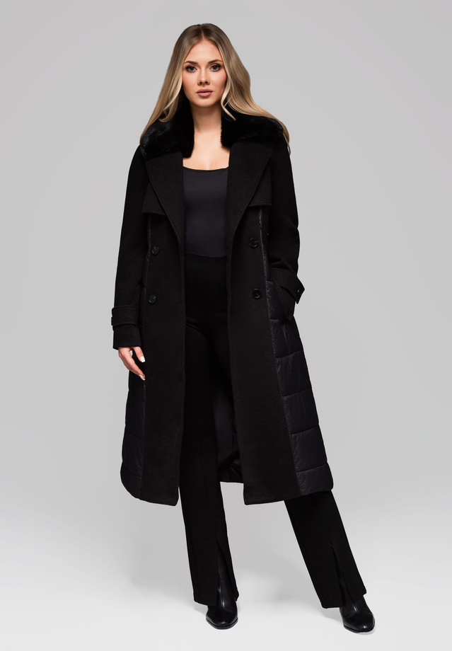 Płaszcz damski taliowany LARICA OW-COWC-0104 v1 - czarny