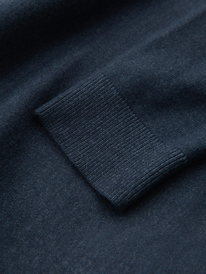 Dzianinowy męski golf z wiskozą – granatowy melanż V4 OM-SWTN-0127