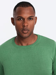 Classic men's sweater with round neckline - green V13 OM-SWBS-0106