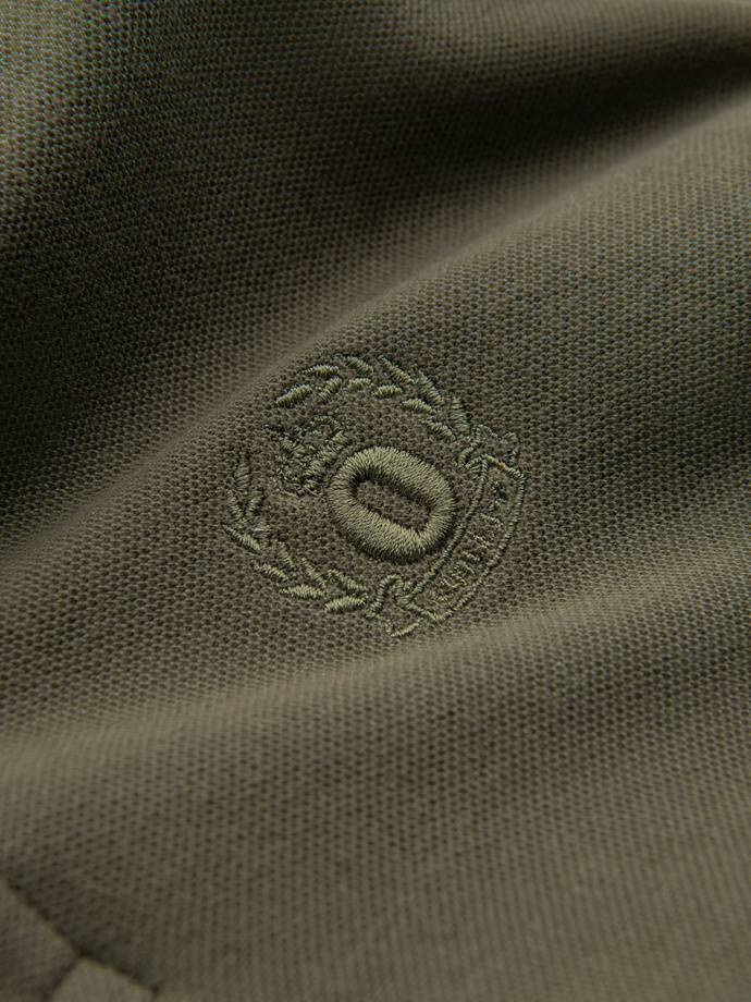 Men's BASIC single-color pique knit polo shirt - dark olive green V6 OM-POBS-0100