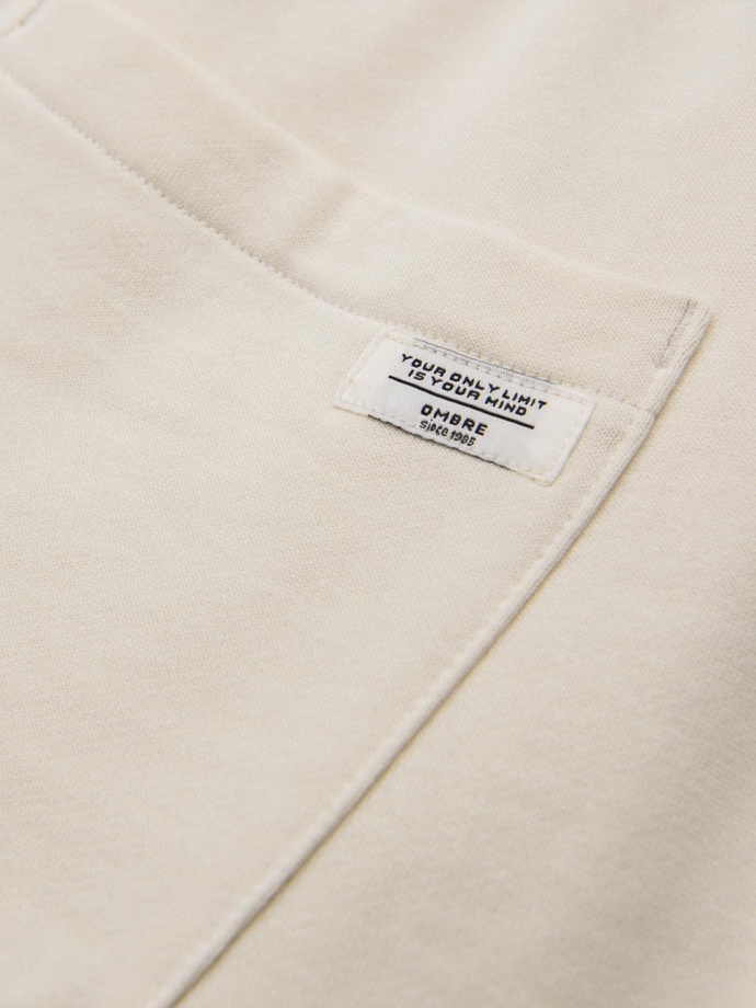 Męskie spodnie dresowe z nogawką bez ściągacza - kremowe V11 OM-PABS-0206