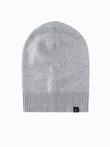 Men's winter cotton knit beanie hat - grey melange V5 OM-ACWH-0124