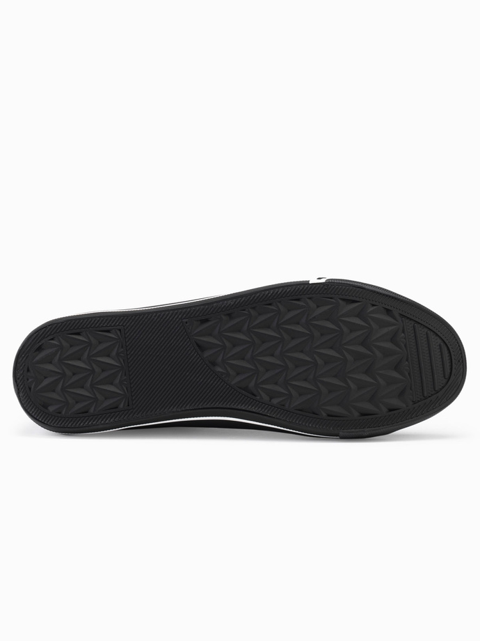 Kontrastowe trampki męskie z podwyższoną cholewką – czarne V1 OM-FOTH-0121